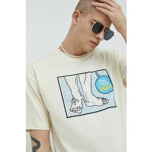 Bavlnené tričko Vans X Stranger Things , béžová farba, s potlačou vyobraziť