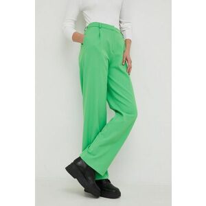 Nohavice Samsoe Samsoe dámske, zelená farba, široké, vysoký pás vyobraziť