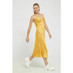 Šaty Abercrombie & Fitch oranžová farba, midi, rovný strih vyobraziť
