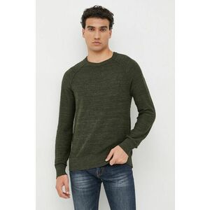Bavlnený sveter GAP pánsky, zelená farba, tenký, vyobraziť