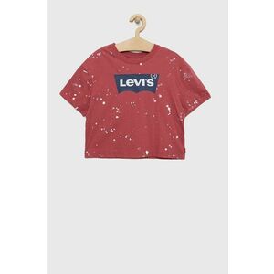 Detské bavlnené tričko Levi's červená farba, vyobraziť