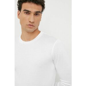 Tričko s dlhým rukávom Emporio Armani pánske, biela farba, jednofarebné vyobraziť