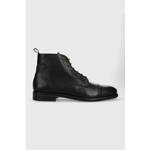 Kožené topánky AllSaints Harland pánske, čierna farba vyobraziť