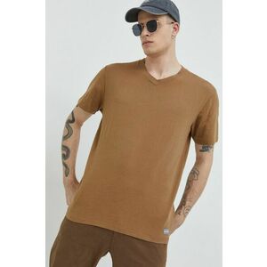 Bavlnené tričko Hollister Co. béžová farba, jednofarebné vyobraziť
