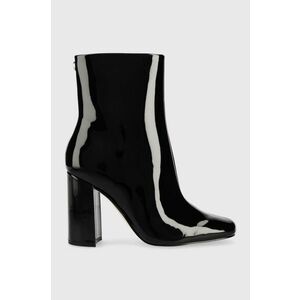 Členkové topánky Guess Beaker2 dámske, čierna farba, na podpätku, vyobraziť