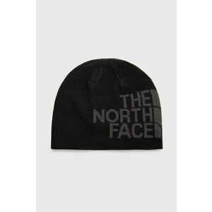 Obojstranná čiapka The North Face čierna farba, z tenkej pleteniny, vyobraziť