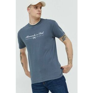 Bavlnené tričko Abercrombie & Fitch šedá farba, s nášivkou vyobraziť