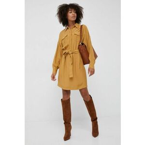 Šaty Sisley béžová farba, mini, rovné vyobraziť