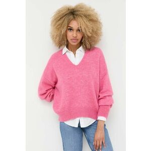 Vlnený sveter BOSS dámsky, ružová farba, teplý vyobraziť