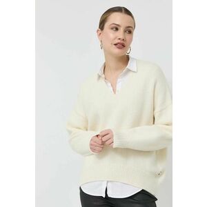 Vlnený sveter BOSS dámsky, biela farba, teplý, vyobraziť