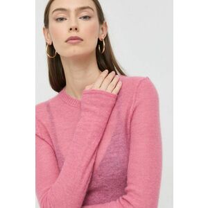 Vlnený sveter Victoria Beckham dámsky, ružová farba, tenký, vyobraziť