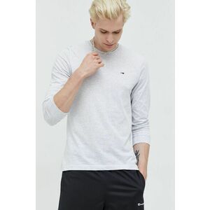Bavlnené tričko s dlhým rukávom Tommy Jeans šedá farba, jednofarebné vyobraziť