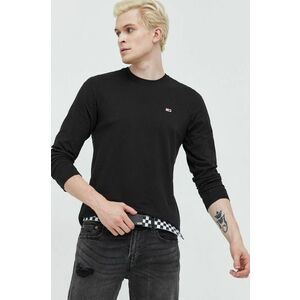 Bavlnené tričko s dlhým rukávom Tommy Jeans čierna farba, jednofarebné vyobraziť