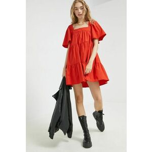 Šaty Abercrombie & Fitch červená farba, mini, áčkový strih vyobraziť