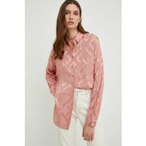 Košeľa Answear Lab dámska, ružová farba, voľný strih, s klasickým golierom vyobraziť