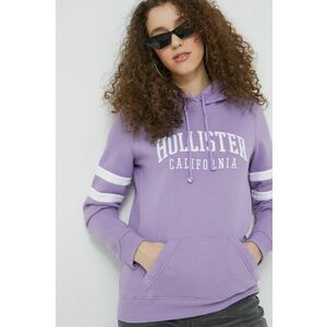Mikina Hollister Co. dámska, fialová farba, s kapucňou, s nášivkou vyobraziť