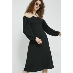 Šaty Hollister Co. čierna farba, midi, priliehavá vyobraziť