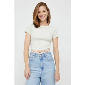 Tričko Calvin Klein Jeans dámsky, béžová farba, vyobraziť