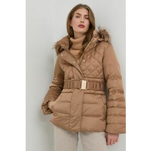 Páperová bunda Guess dámska, béžová farba, zimná, vyobraziť