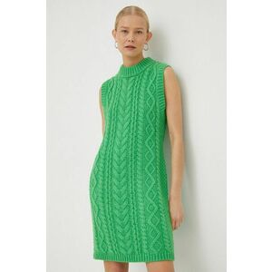 Vlnené šaty Samsoe Samsoe zelená farba, mini, rovný strih vyobraziť
