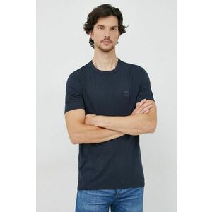 Bavlnené tričko BOSS Boss Casual , tmavomodrá farba, jednofarebné vyobraziť