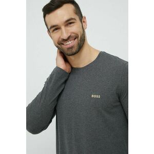 Tričko s dlhým rukávom BOSS šedá farba, jednofarebné vyobraziť