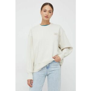 Bavlnená mikina Calvin Klein Jeans dámska, béžová farba, jednofarebná vyobraziť
