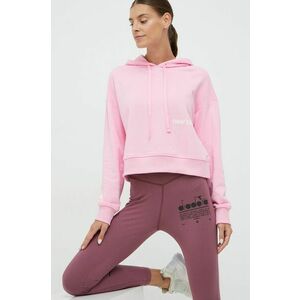 Mikina New Balance dámska, ružová farba, s kapucňou, s potlačou vyobraziť