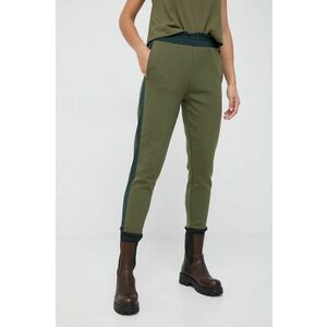 Nohavice Sisley dámske, zelená farba, rovné, vysoký pás vyobraziť