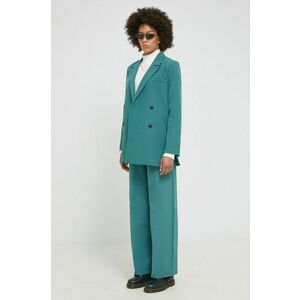 Nohavice Vila Vifreya dámske, zelená farba, rovné, vysoký pás vyobraziť