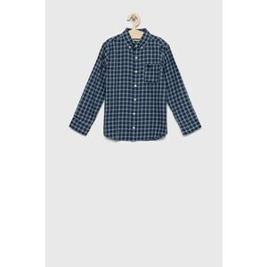 Detská bavlnená košeľa Abercrombie & Fitch tmavomodrá farba vyobraziť