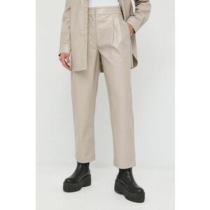 Nohavice Armani Exchange dámske, béžová farba, rovné, vysoký pás vyobraziť