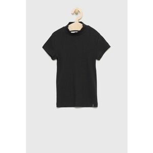 Detské tričko Abercrombie & Fitch čierna farba, s polorolákom vyobraziť