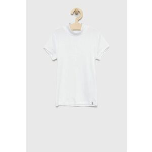 Detské tričko Abercrombie & Fitch biela farba, s polorolákom vyobraziť