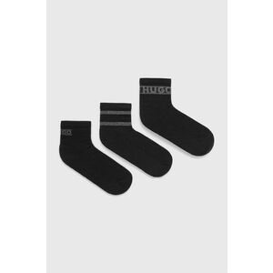 Ponožky HUGO (3-pak) pánske, čierna farba vyobraziť