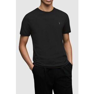 Bavlnené tričko AllSaints čierna farba, jednofarebné vyobraziť
