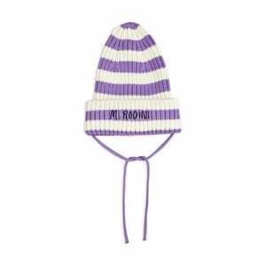 Detská čiapka Mini Rodini fialová farba biela, bavlnená vyobraziť