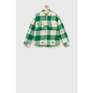 Detská bavlnená košeľa Tommy Hilfiger zelená farba vyobraziť