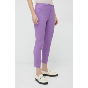 Nohavice Sisley dámske, fialová farba, rovné, vysoký pás vyobraziť