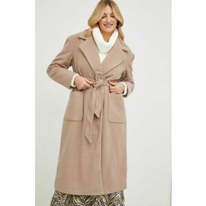 Kabát Answear Lab dámsky, hnedá farba, prechodný, dvojradový vyobraziť