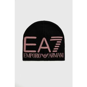 Čiapka EA7 Emporio Armani čierna farba, z tenkej pleteniny, vyobraziť