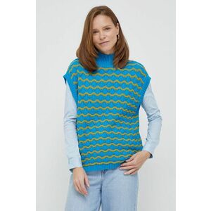 Vlnený sveter United Colors of Benetton dámsky, tenký, s polorolákom vyobraziť