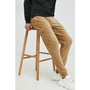 Manšestrové nohavice Polo Ralph Lauren pánske, béžová farba, strih cargo vyobraziť