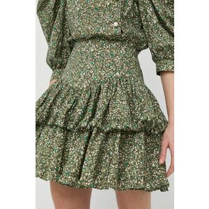 Bavlnená sukňa Custommade zelená farba, mini, áčkový strih vyobraziť