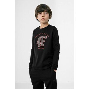 Detská bavlnená košeľa s dlhým rukávom 4F čierna farba, s potlačou vyobraziť