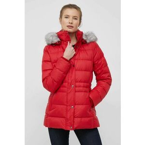 Páperová bunda Tommy Hilfiger dámska, červená farba, zimná, vyobraziť