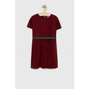 Dievčenské šaty Tommy Hilfiger bordová farba, midi, áčkový strih vyobraziť