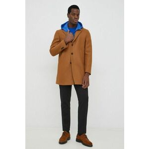 Vlnený kabát Manuel Ritz hnedá farba, prechodný, vyobraziť