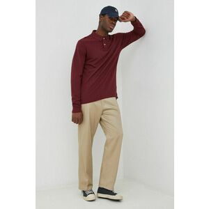 Bavlnené tričko s dlhým rukávom Polo Ralph Lauren bordová farba, jednofarebné vyobraziť