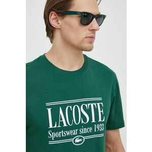 Bavlnené tričko Lacoste zelená farba, s potlačou vyobraziť